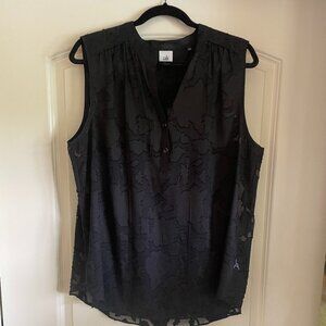 CAbi Black Sheer Sleveless Blouse